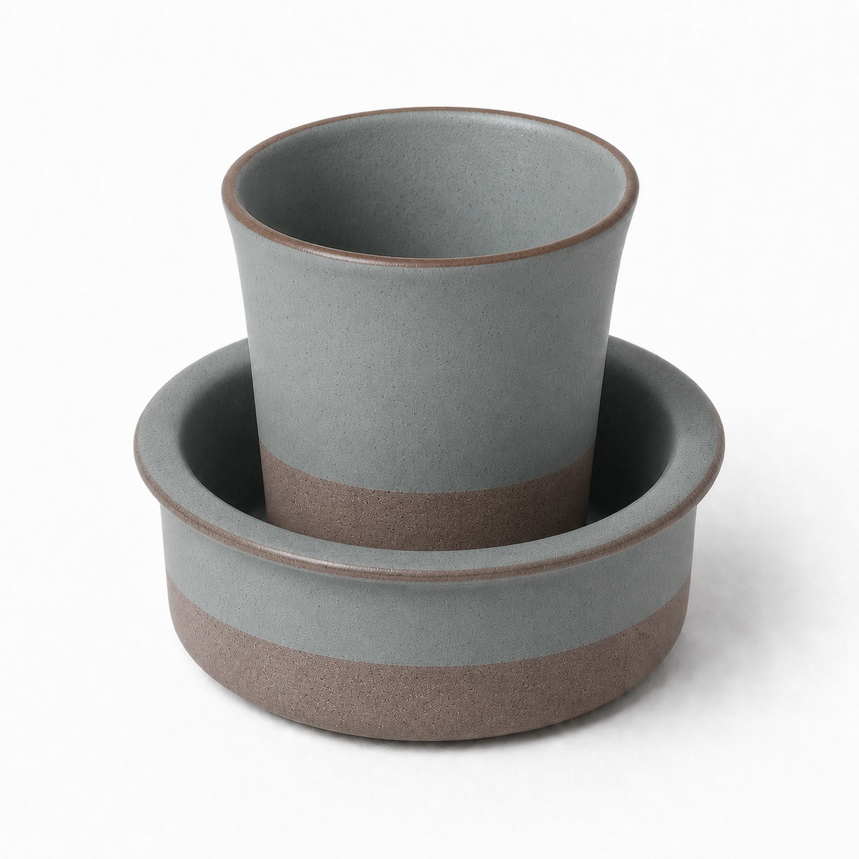 The Filter in Monsoon — hand-thrown stoneware filter coffee cup and saucer by Slowatom