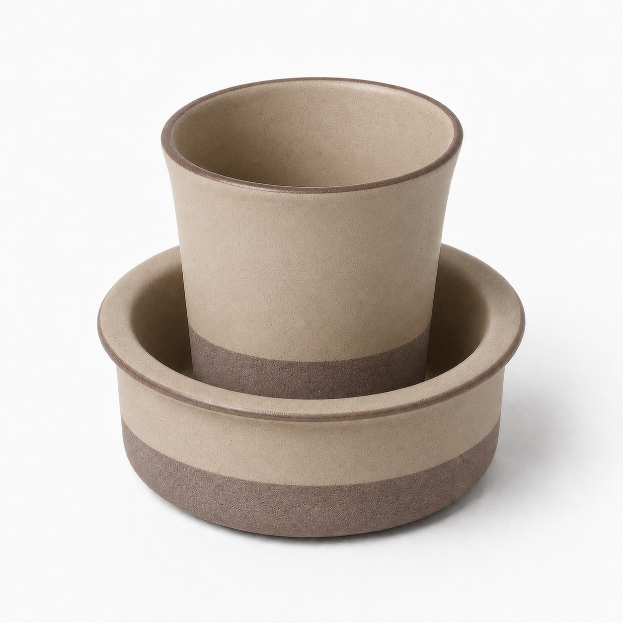 The Filter in Jute — hand-thrown stoneware filter coffee cup and saucer by Slowatom